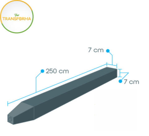 Poste Cuadrado Reciclables Dimensiones 250cm. x 7cm. x 7cm.