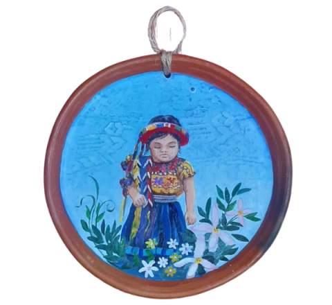 Obra de Arte sobre Comal de Arcilla Ojos Cerrados