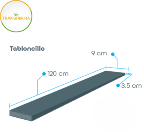 Tabloncillo Dimensiones 120 cm X 9 cm X 3.5