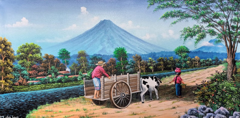 Pintura al óleo Sendero entre volcanes