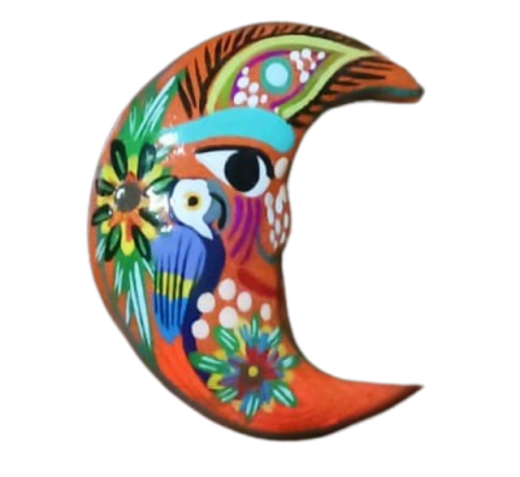 Imán de Barro Diseño Luna Tonos Naranja