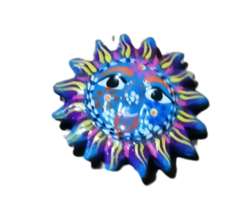 Imán de Barro Diseño de Sol Tonos Azules