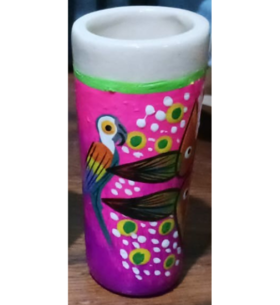 Tequilero con Diseño de Ave y Fondo Rosado