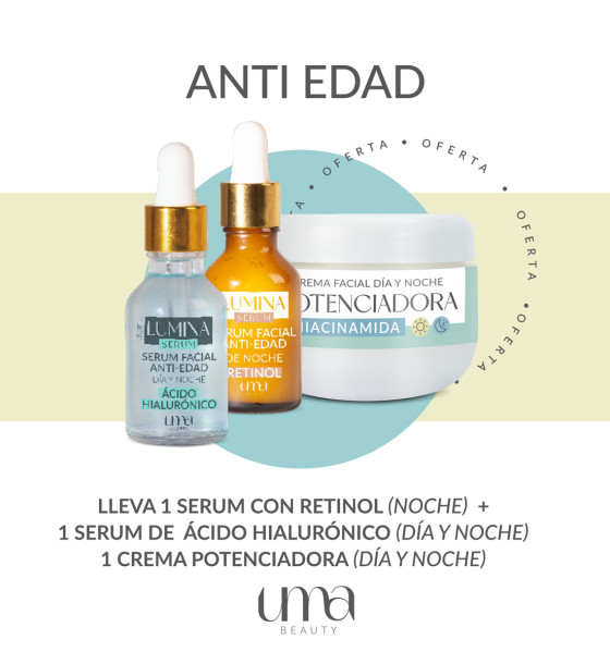 Combo Crema Potenciadora con Niacinamida + Serum con Retinol + Serum con Ácido Hialurónico
