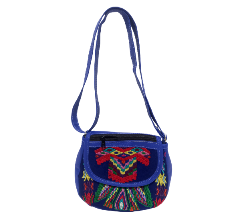 Bandolera Azul con Textiles Multicolores 1