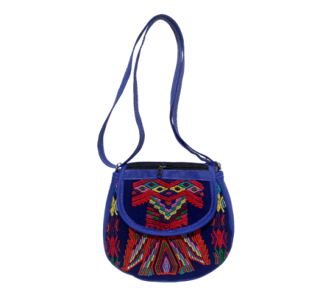 Bandolera Azul con Textiles Multicolores 2