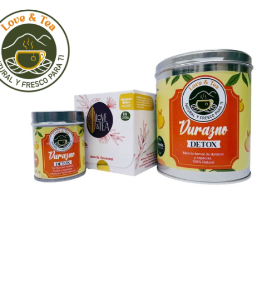 Té caja con 16 empaques individuales durazno detox