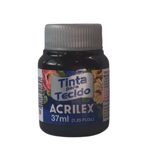 Pintura Textil Acrilex 37 ml. Color Preto (Negro) Código 520