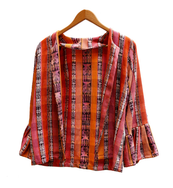 Chaqueta para dama hecha con tela de corte vintage talla M