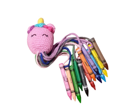 Amigurumi Unicornio Porta Colores en Crochet