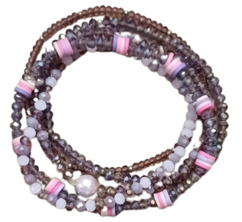 Juego de 5 pulseras en cristales y combinación de piedras