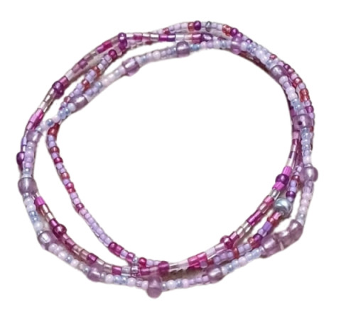 Juego de 2 pulseras en tonos rosa con cristales y mostacillas
