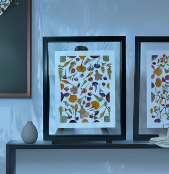 Cuadro Composición de Flores Preservadas Tonos Verde y Cobre diseño Rectangular