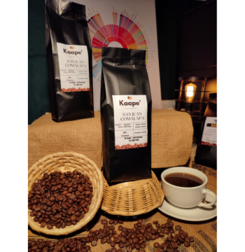 Café artesanal de San Juan Comalapa, tueste oscuro, amargo e intenso.