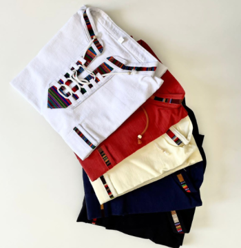 Camisa de Manta Manga Corta con cuello Típico