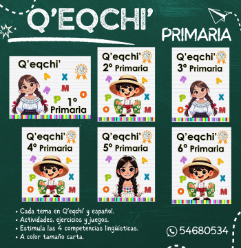 Combo libros de primero a sexto en Q'eqchi' y español