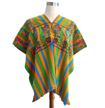 Huipil San Lucas Tolimán Multicolor (verde, naranja, turquesa y café claro)