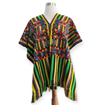 Huipil San Lucas Tolimán Multicolor (mostaza, negro, café claro y uva)