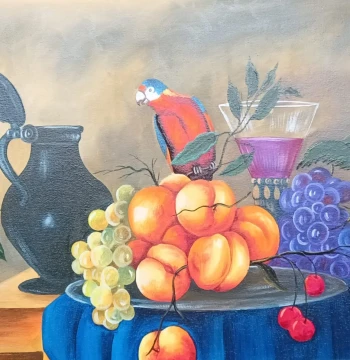 Bodegón de fruta con jarrón