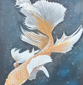 Cuadro al óleo de Pez Betta