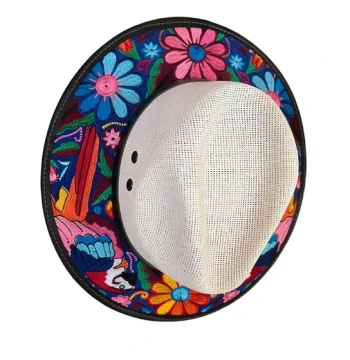 Sombrero artesanal con bordado floral para dama