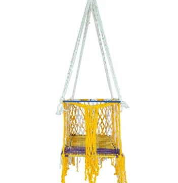 Columpio cuadrado para bebé color amarillo, blanco y morado