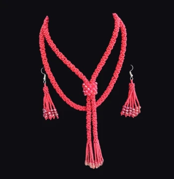 Set collar y aretes Soru Elegance rojo