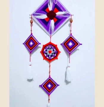 Mandala Móvil Artesanal Bordado sobre Tejido