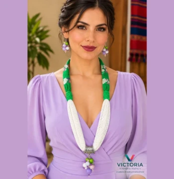 Set de collar y aretes Tezulutlán diseño 1