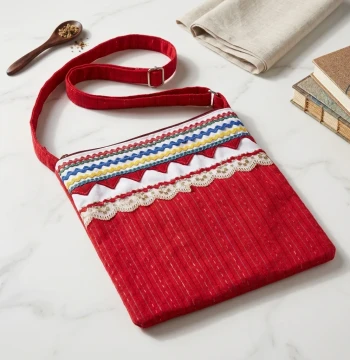 Bolso Artesanal Rojo Bordado a Mano diseño 2