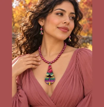 Set de collar y aretes Colección Cincos diseño 6