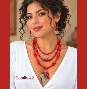 Set de collar y aretes Coralitos modelo 3