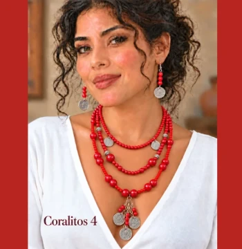 Set de collar y aretes Coralitos modelo 4