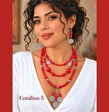 Set de collar y aretes Coralitos modelo 5