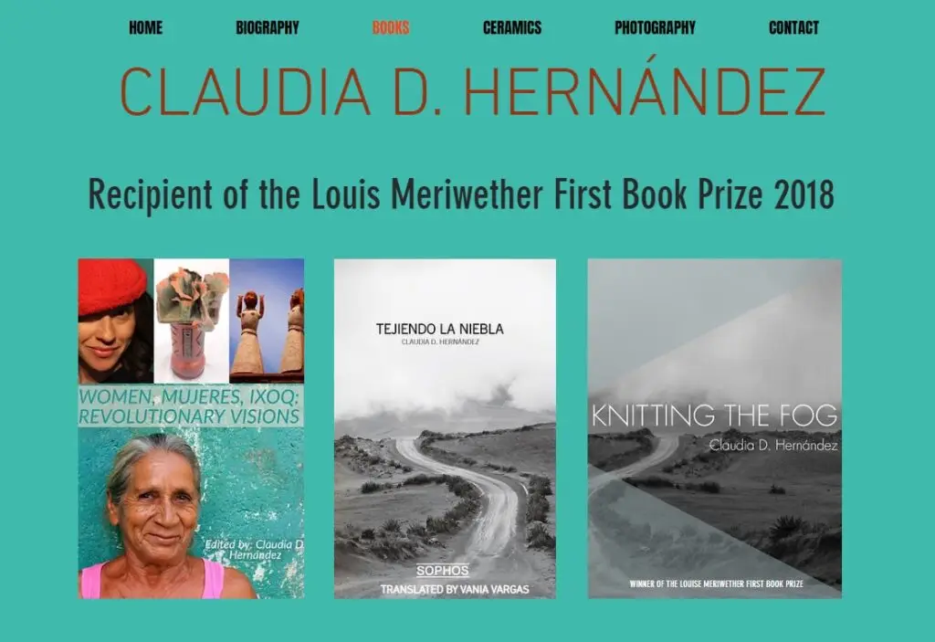 Pagina digital de Claudia D. Hernández, en donde muestra sus libros, fotografías y trabajos en cerámica. – SoyMigrante.com REVISTA