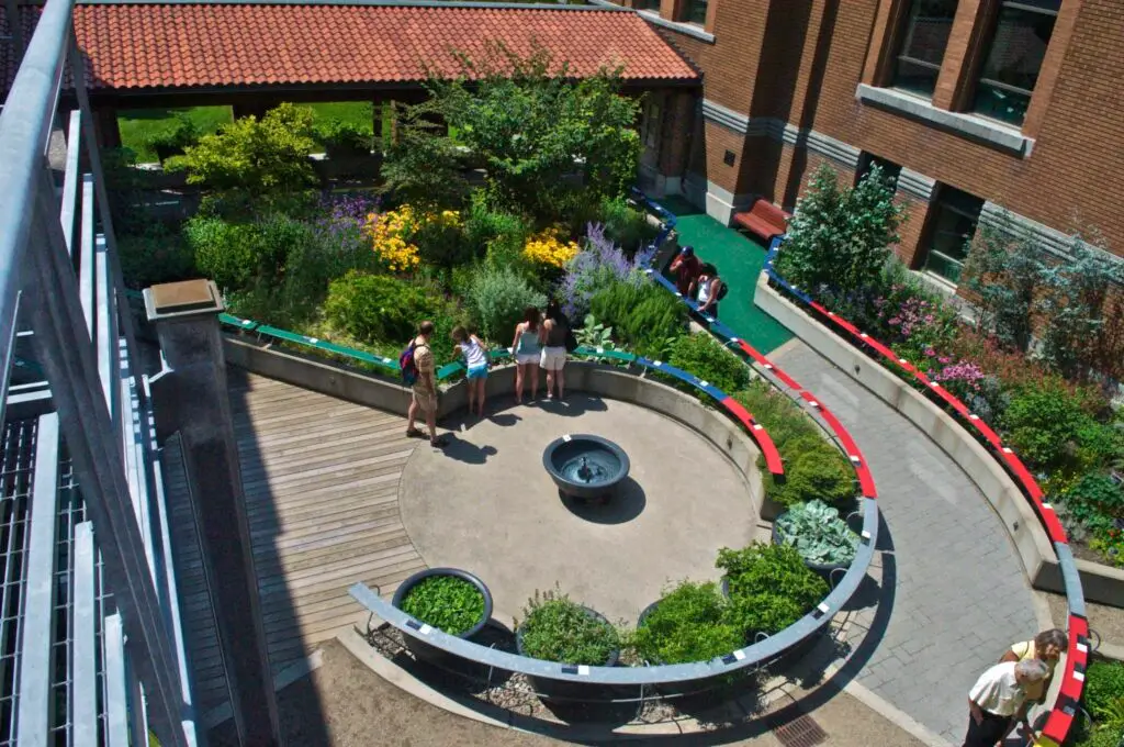 Áreas del jardín botánico de Montreal en cuyo diseño y construcción participó el arquitecto guatemalteco Carlos Martínez.