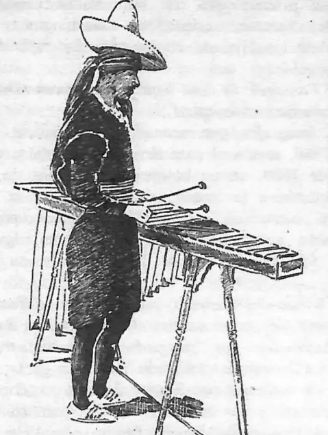 Dibujo de 1898, publicado en Estados Unidos para ilustrar la presentación de una marimba sencilla o diatónica. Ilustración del libro Memorias de Jesús B. Hurtado, fundador de la marimba Royal de los Hermanos Hurtado) – SoyMigrante.com REVISTA Dibujo de 1898, publicado en Estados Unidos para ilustrar la presentación de una marimba sencilla o diatónica. Ilustración del libro Memorias de Jesús B. Hurtado, fundador de la marimba Royal de los Hermanos Hurtado) – SoyMigrante.com REVISTA