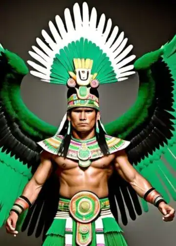Tecun Uman o Tecún Umán, con tildes para el buscador. Es el héroe nacional de Guatemala desde 1960. Murió en batalla en febrero de 1524 y su nombre se escribió por primera vez hacia 1550 en el Título Coyoy, documento indígena. Imagen generada por IA