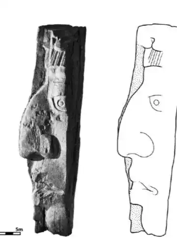 Rostro de piedra y dibujo esquemático, representación artística en la revista SoyMigrante.com sobre cultura y patrimonio. – SoyMigrante.com REVISTA