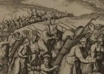 Migrantes en búsqueda de mejores oportunidades en América, reflejados en una obra artística histórica.