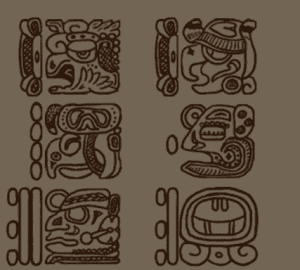 Iconos indígenas y culturales en estilos precolombinos con motivos tradicionales en tonos marrón, reflejando la diversidad y riqueza cultural en la revista SoyMigrante.com REVISTA. – SoyMigrante.com REVISTA