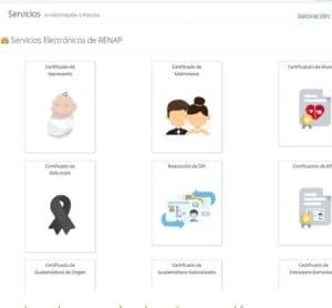 Certificados electrónicos de RENAP, incluyendo nacimiento, matrimonio, defunción, duplicado de documento y registro de guatemalteco, disponibles en SoyMigrante.com REVISTA.