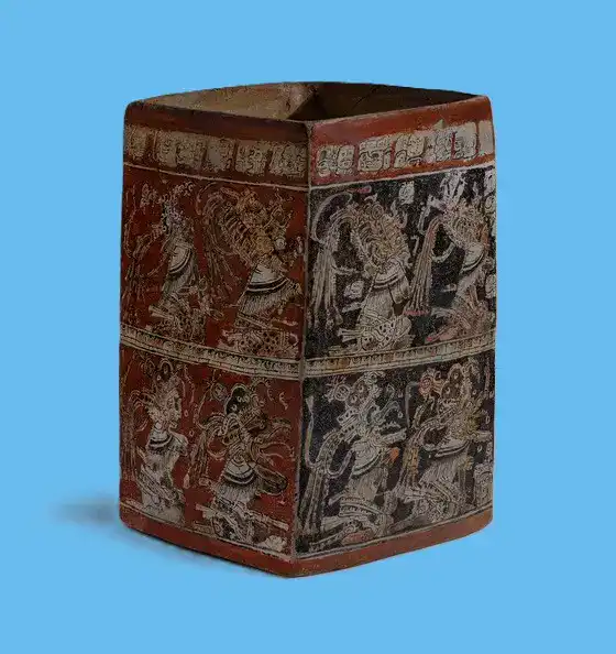 Antiguo tambor ritual mayas con detalles en color rojo y negro, arte ancestral, historia indígena y cultura mexicana. – SoyMigrante.com REVISTA