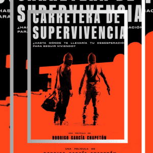 Sobrevivencia en situación de calle, depicting two individuals con backpacks, en un contexto de lucha y resiliencia, con un enfoque en historias de migrantes y pobreza.