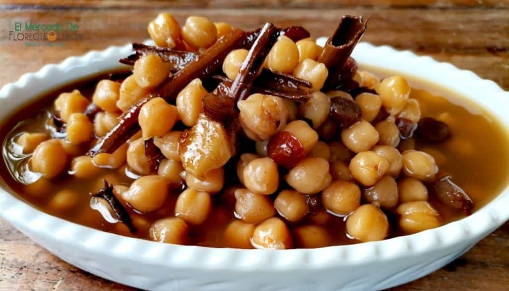 Garbanzos con chorizo y especias, plato tradicional de la cocina española, ideal para recetas reconfortantes y nutritivas en invierno.