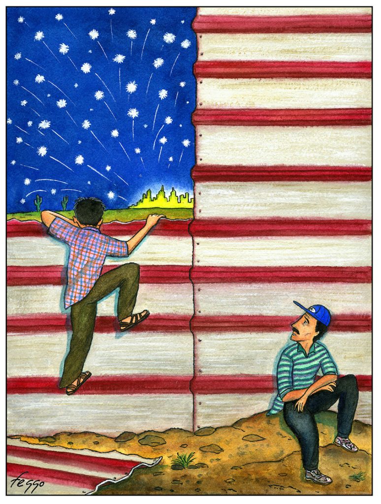 La inmensa mayoría de migrantes llega a Estados Unidos en busca de una oportunidad. No se les debe criminalizar por ello, señala el IPI. Pintura del artista mexicano Felipe Galindo – SoyMigrante.com REVISTA La inmensa mayoría de migrantes llega a Estados Unidos en busca de una oportunidad. No se les debe criminalizar por ello, señala el IPI. Pintura del artista mexicano Felipe Galindo – SoyMigrante.com REVISTA