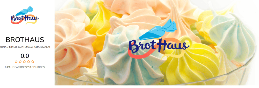 Varios colores de merengues decorativos en un plato, con logo de BrotHaus y texto sobre Guatemalteca, mostrando productos tradicionales y culturales en la revista SoyMigrante.com. – SoyMigrante.com REVISTA