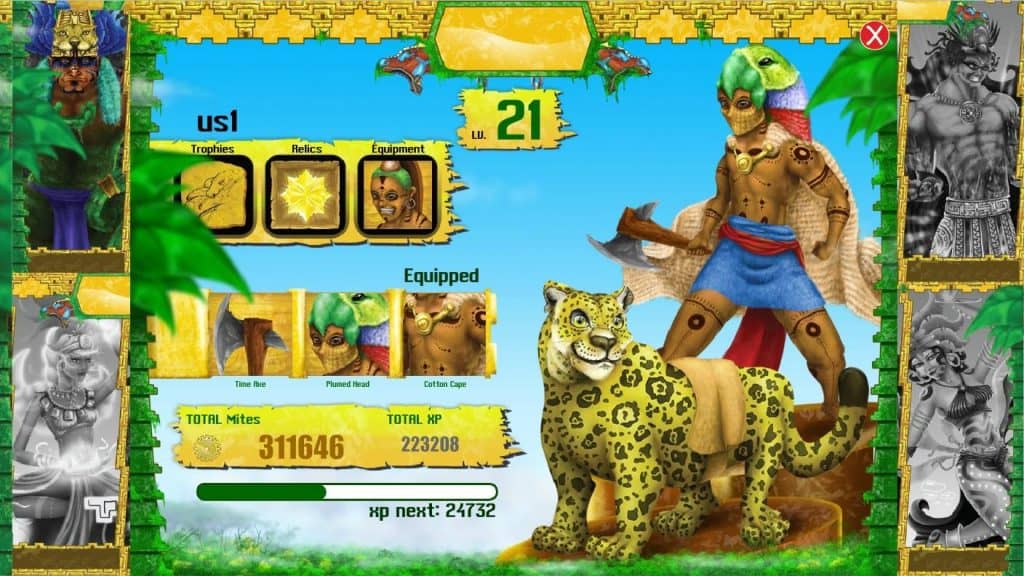 Guerrero ancestral con arma, jaguar ilustrado, juego inspirado en cultura indígena, elementos de mitología y arte prehispánico, temática mexicana de fighter, personajes legendarios, arte tribal. – SoyMigrante.com REVISTA