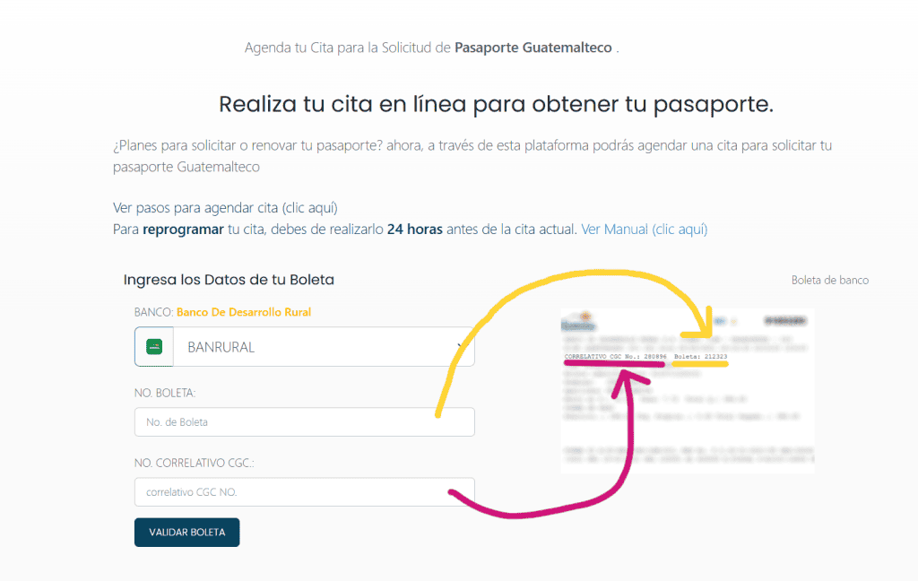 Tarjeta de solicitud de cita para pasaporte en línea en Guatemala en SoyMigrante.com REVISTA. – SoyMigrante.com REVISTA