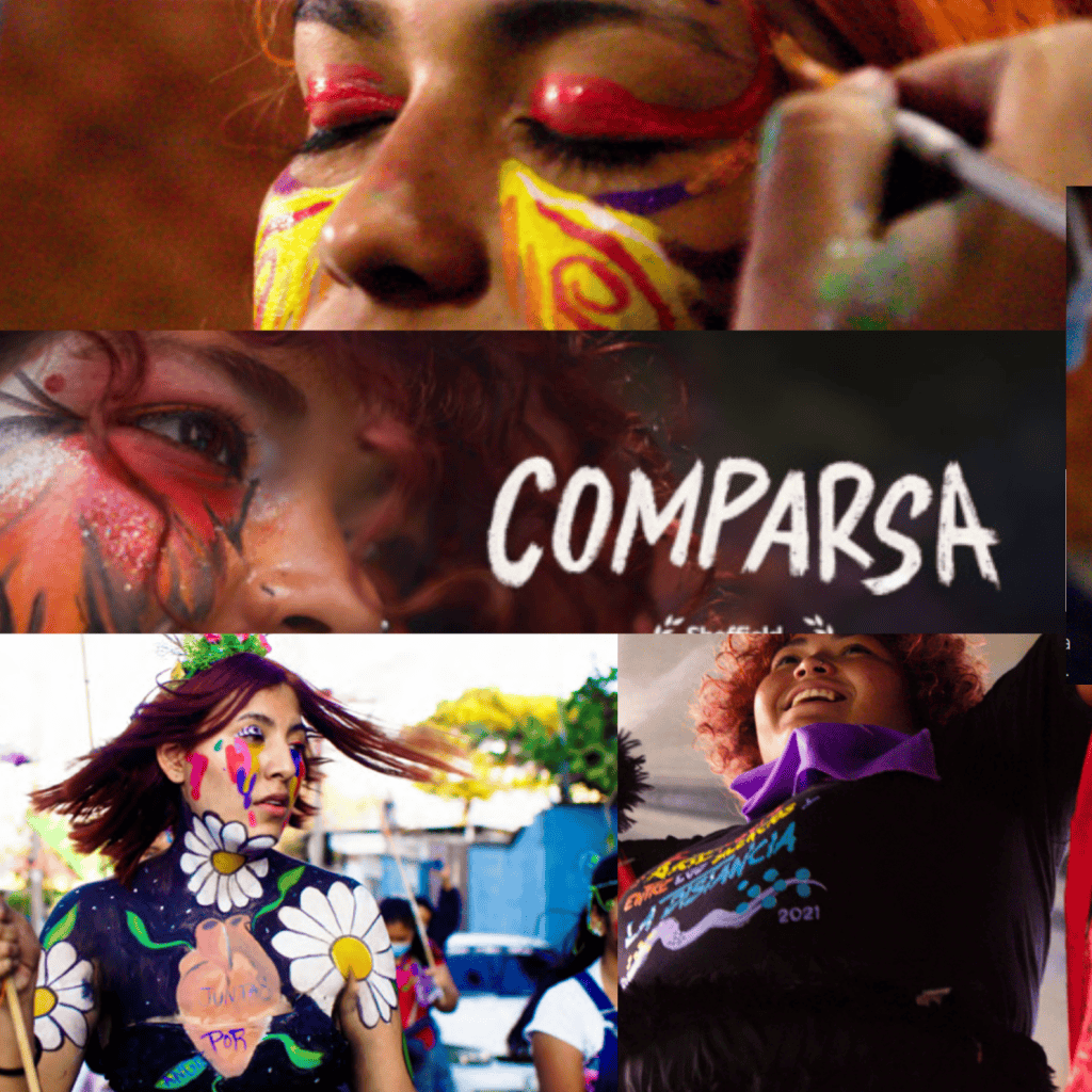 Maquillaje artístico de migrantes para expresar identidad cultural y orgullo en actividades de la revista SoyMigrante.com REVISTA.